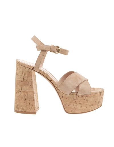 Shop Gianvito Rossi Platform 120mm Sandals In Sahara/cork