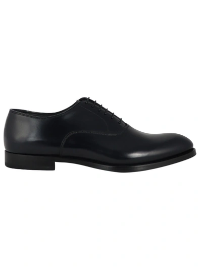 Shop Doucal's Oxford Leather Laced Shoe In Blue