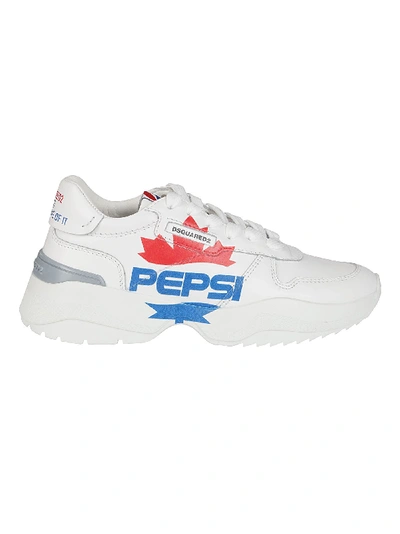 Shop Dsquared2 White Leather Pepsi Sneakers