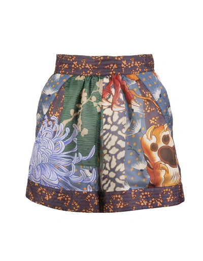 Shop Dsquared2 Zodiac Print Silk Woman Shorts In Multicolor