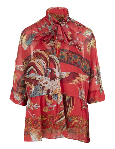 Shop Red Valentino Nature-inspired Printed Blouse In Corallo