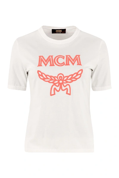 Shop Mcm Logo Print Cotton T-shirt In White
