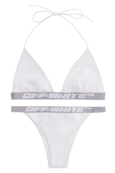 Shop Off-white Triangle Bra Bikini In White