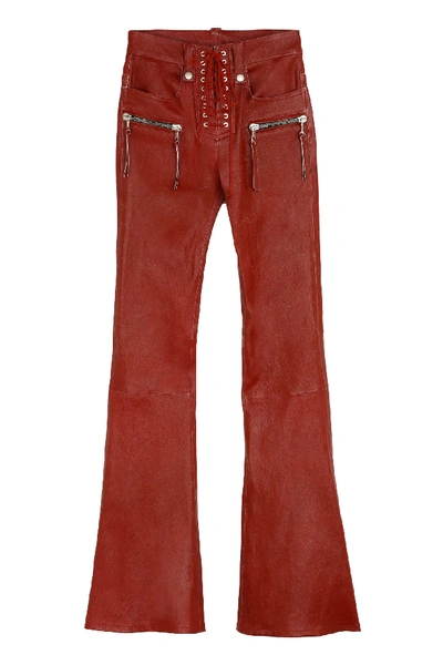 Shop Ben Taverniti Unravel Project Vintage Leather Flared Trousers In Red