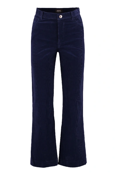Shop Apc Corduroy Trousers In Blue