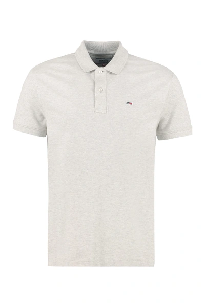 Shop Tommy Jeans Cotton Piqué Polo Shirt In Grey