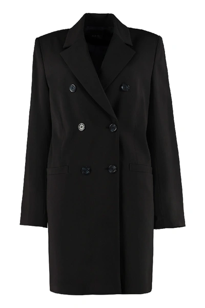 Shop Apc Colette Double-breasted Coat In Black