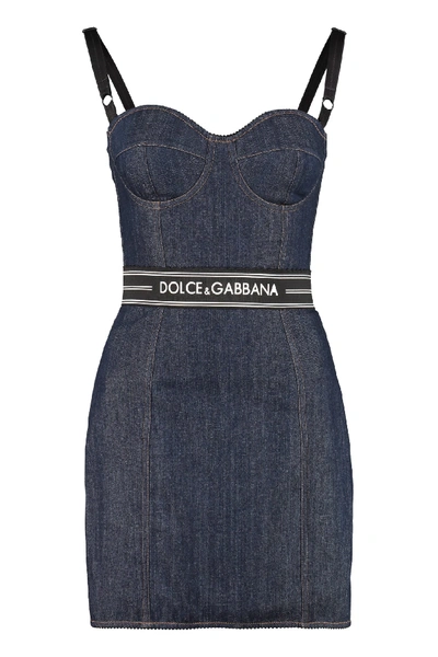Shop Dolce & Gabbana Denim Bustier Dress