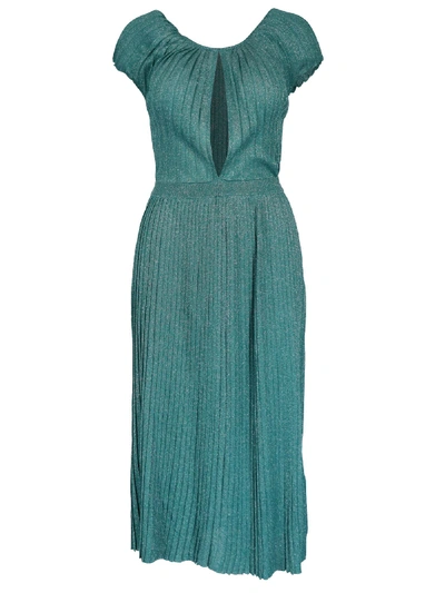 Shop Elisabetta Franchi Celyn B. Jersey Lamè Dress In Teal