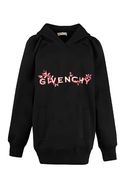 Shop Givenchy Embroidered Hoodie In Black