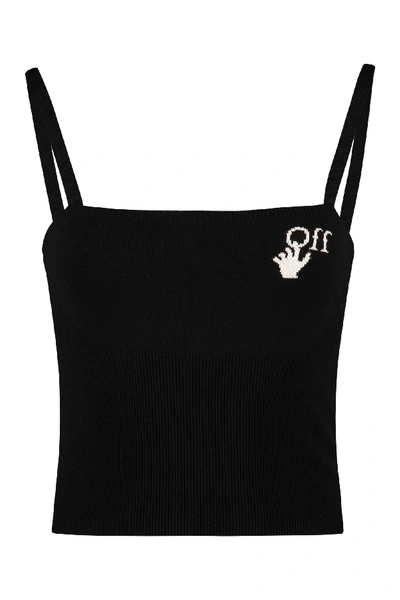 Shop Off-white Knitted Top In Black