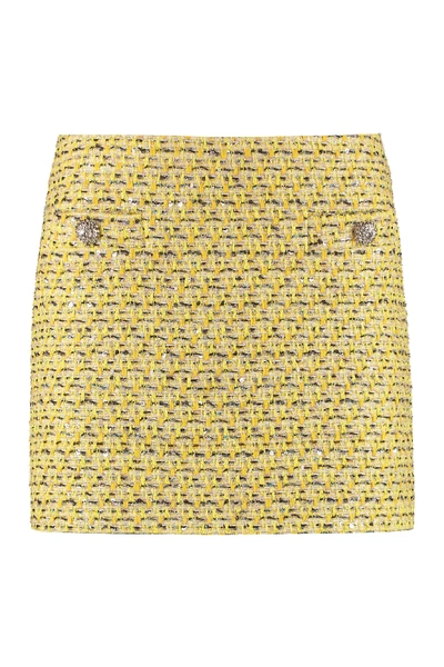 Shop Alessandra Rich Tweed Mini-skirt In Yellow