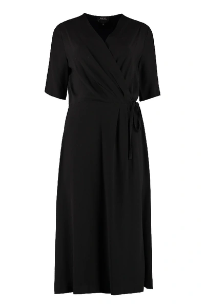 Shop Apc Mathilda Crêpe Dress In Black
