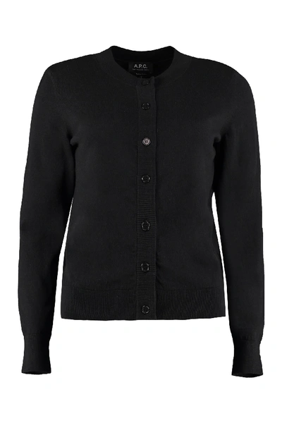 Shop Apc Ninh Cotton-cashmere Blend Cardigan In Black