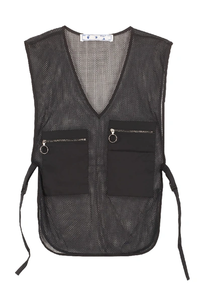 Shop Off-white Mesh Fabric Vest In Black