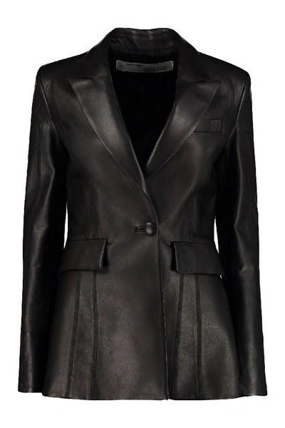 Shop Off-white Leather Blazer In Black