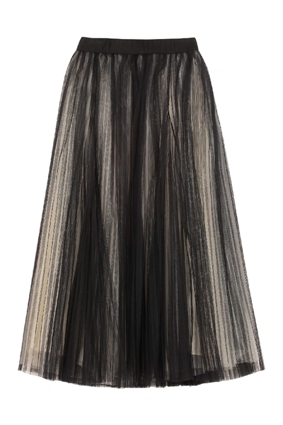 Shop Brunello Cucinelli Pleated Tulle Skirt In Black