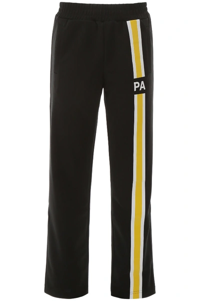 Shop Palm Angels Jogger Pants With Initials In Black/yellow