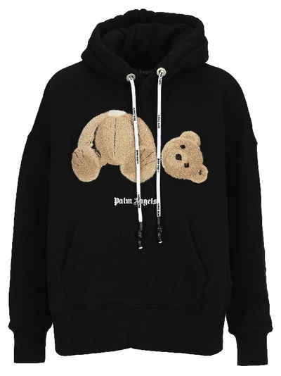 Shop Palm Angels Bear Hoodie In Black/brown