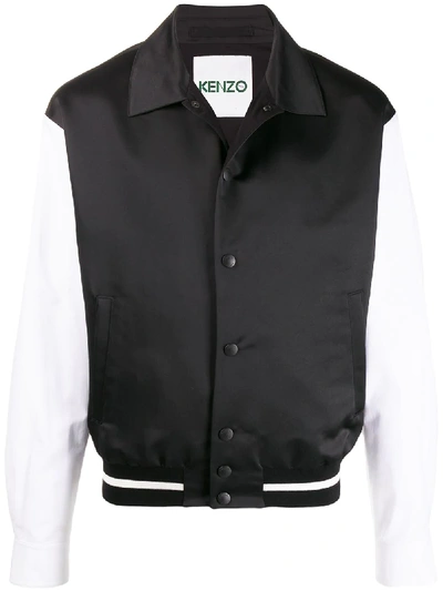 Shop Kenzo Logo-embroidered Bomber Jacket In Black