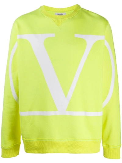 Valentino V logo Cotton blend Jersey Sweatshirt In Yellow ModeSens