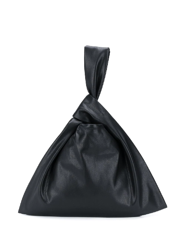 black faux leather tote