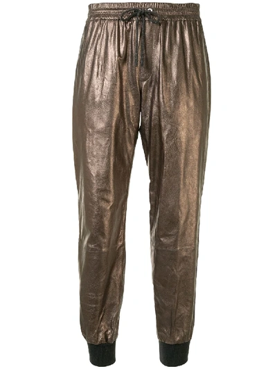 Shop Brunello Cucinelli Metallic-effect Track Pants In Brown
