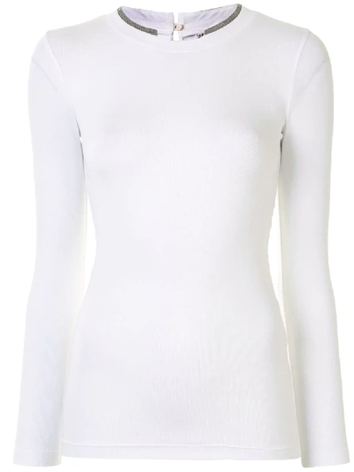 Shop Brunello Cucinelli Mock Collar Jersey T-shirt In White