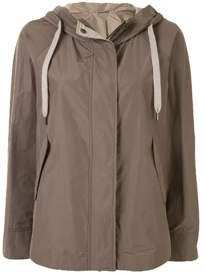 Shop Brunello Cucinelli Long-sleeve Hooded Jacket In Brown