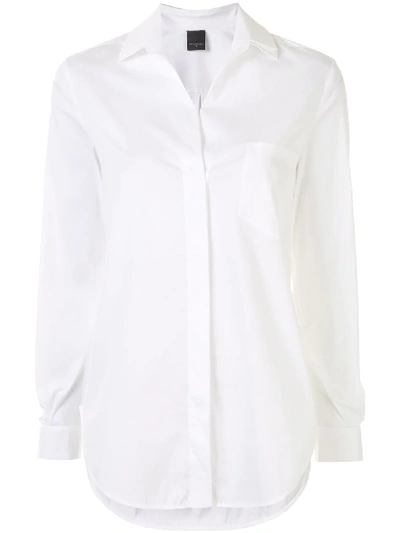 Shop Lorena Antoniazzi Open-collar Long-sleeve Shirt In White