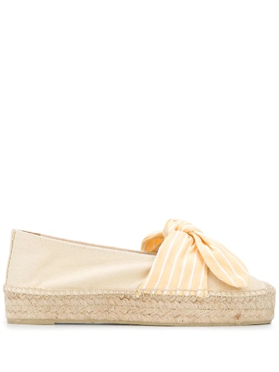 Shop Castaã±er Striped Bow Espadrilles In Yellow