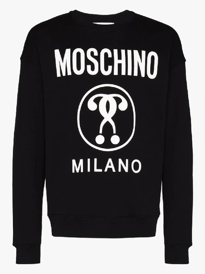 Shop Moschino Sweatshirt Mit Doppeltem Fragezeichen In Schwarz