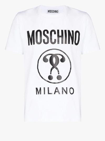 Shop Moschino White Double Question Mark Logo T-shirt