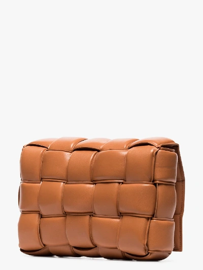 Shop Bottega Veneta Brown Padded Cassette Leather Shoulder Bag In Orange