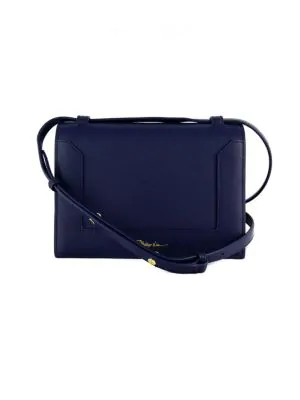 navy leather shoulder bag
