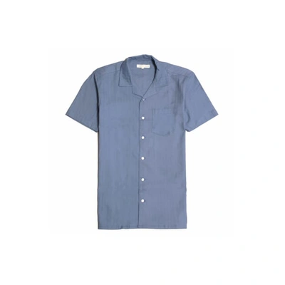 Shop Far Afield Stachio Short Sleeve Shirt - Textured Stripe Stonewash Blue