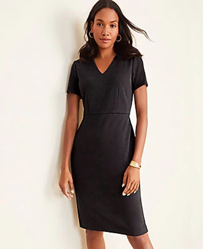 Shop Ann Taylor Petite Plaid V-neck Sheath Dress In Black