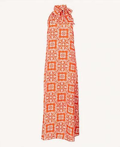 Shop Ann Taylor Tiled Halter Maxi Dress In Jupiter Orange