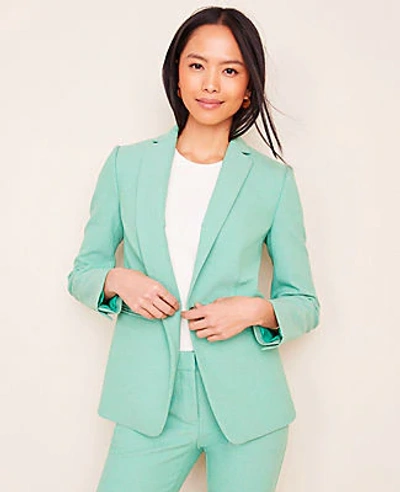 Shop Ann Taylor The Hutton Blazer In Texture In Crystal Green