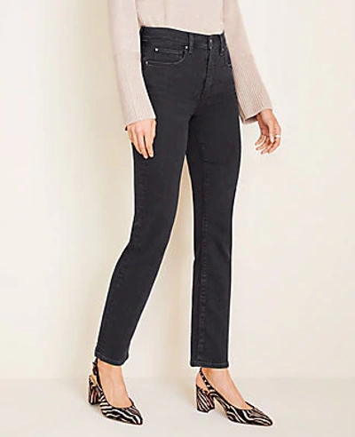 Shop Ann Taylor Curvy Sculpting Pocket High Rise Straight Leg Jeans In Black Wash In Washed Black Wash