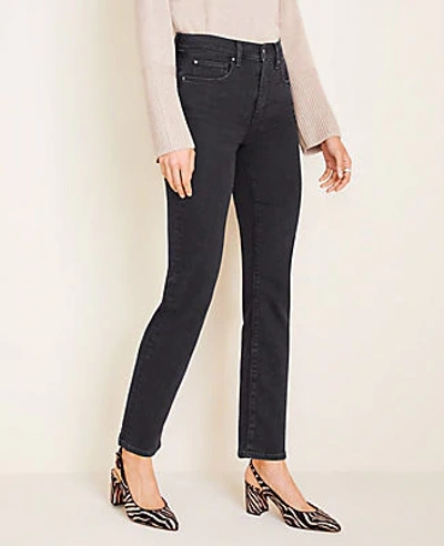 Shop Ann Taylor Petite Curvy Sculpting Pocket High Rise Straight Leg Jeans In Black Wash In Washed Black Wash