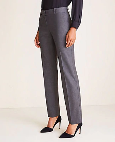 Shop Ann Taylor The Petite Straight Pant In Tropical Wool - Curvy Fit In Gravel Melange