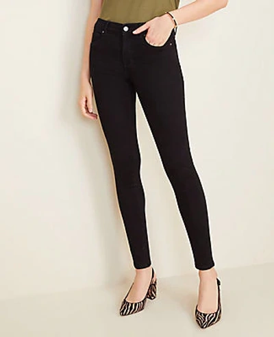 Ann Taylor Curvy Sculpting Pocket Mid Rise Skinny Jeans In Jet Black Wash In Jet Black Wash