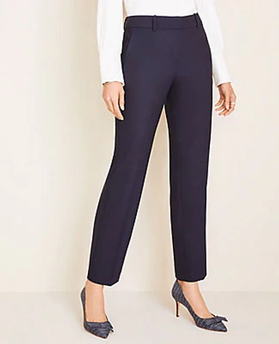 Shop Ann Taylor The Straight Pant In Tropical Wool - Classic Fit In True Navy