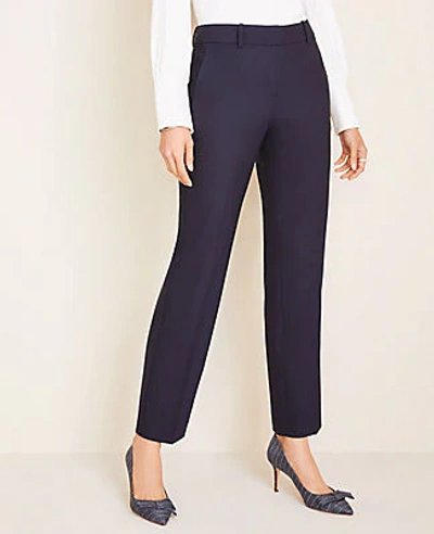 Shop Ann Taylor The Petite Straight Pant In Tropical Wool - Classic Fit In True Navy