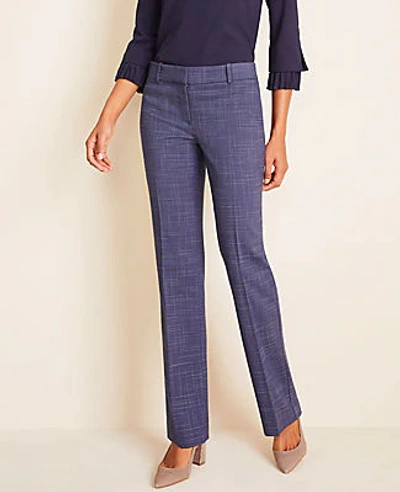 Shop Ann Taylor The Petite Straight Pant In Crosshatch - Curvy Fit In Blue Multi
