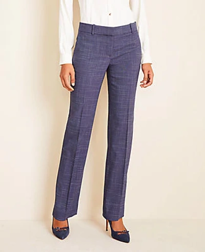 Shop Ann Taylor The Petite Straight Pant In Crosshatch In Blue Multi