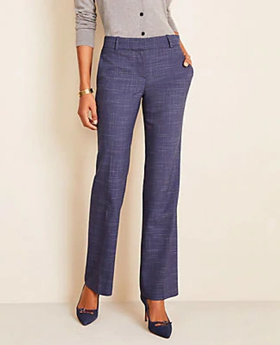 Shop Ann Taylor The Petite Trouser Pant In Crosshatch - Curvy Fit In Blue Multi
