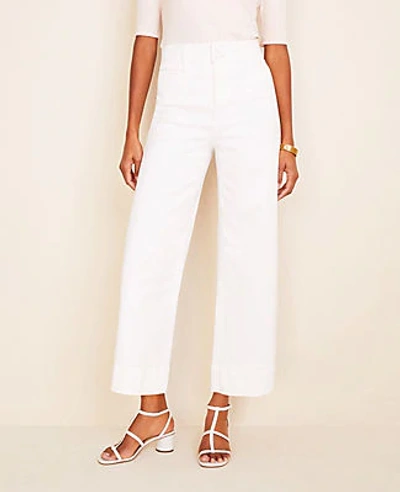 Shop Ann Taylor Wide Leg Crop Jeans In White