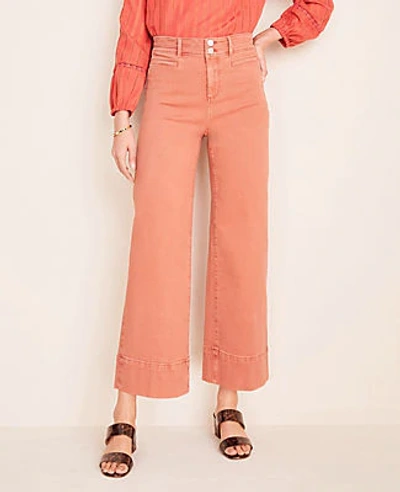 Shop Ann Taylor Wide Leg Crop Jeans In Red Chutney